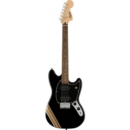 SQUIER by FENDER BULLET MUSTANG FSR HH BLACK w/COMPETITION STRIPES