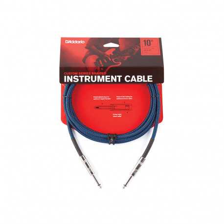 D'ADDARIO PW-BG-10BU Custom Series Braided Instrument Cable - Blue (3m)