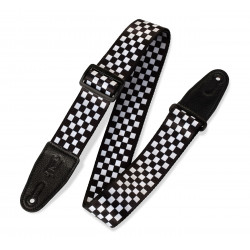 LEVY'S MP-28 PRINT SERIES GUITAR STRAP (BLACK AND WHITE CHECKERS)