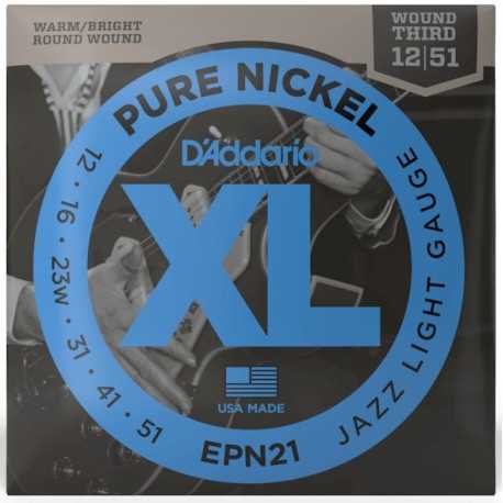 D'ADDARIO EPN21 XL PURE NICKEL JAZZ LIGHT (12-51)