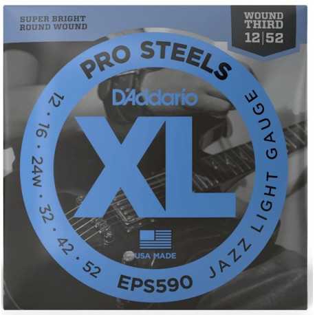 D'ADDARIO EPS590 XL PROSTEELS JAZZ LIGHT (12-52) 