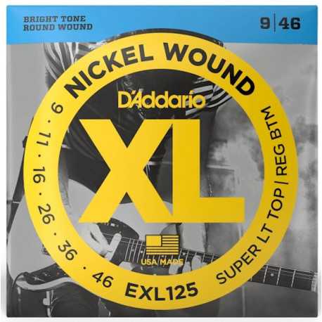 D'ADDARIO EXL125 XL NICKEL WOUND SUPER LIGHT TOP / REGULAR BOTTOM (09-46)