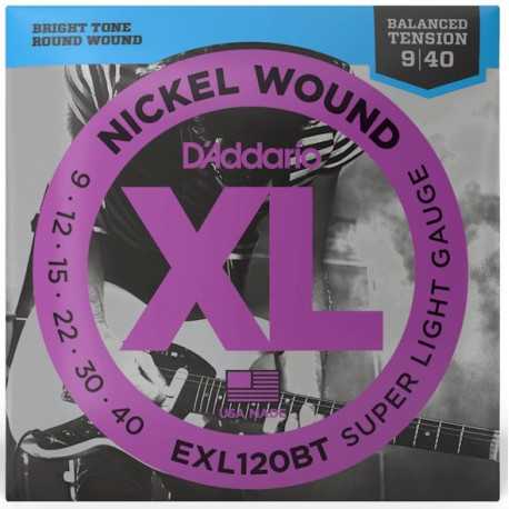 D'ADDARIO EXL120BT XL NICKEL WOUND BALANCED TENSION SUPER LIGHT (09-40)