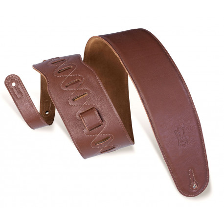 LEVY'S M4GF-BRN CLASSICS SERIES PADDED GARMENT LEATHER BASS STRAP (BROWN)