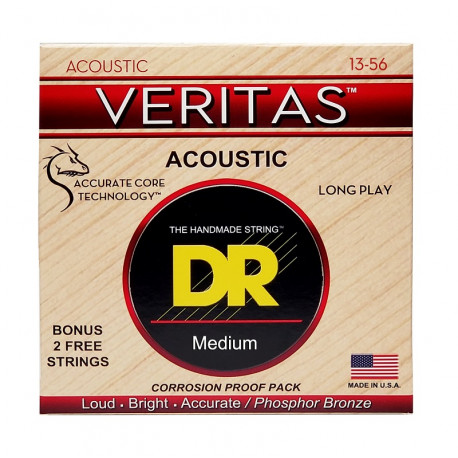 DR Strings VERITAS Coated Core Acoustic Guitar Strings - Medium (13-56)