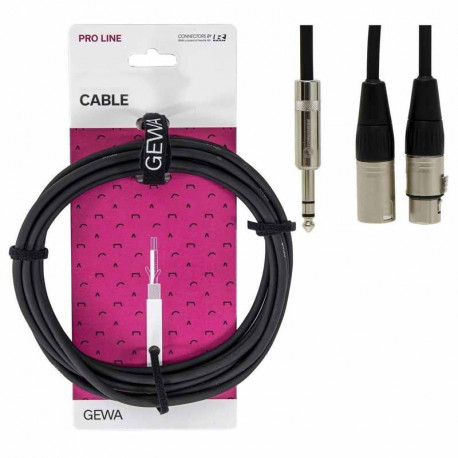 GEWA Pro Line Stereo Jack 6,3mm-XLR(m)/XLR(f) 1,5м (190.730)