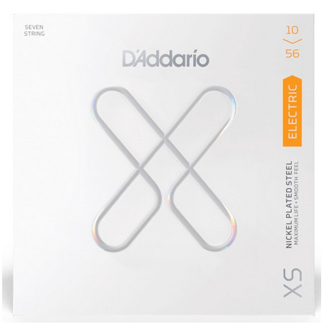 D'ADDARIO XSE1056 XS Coated Electric Guitar Strings, Regular Light 7-String (10-56)