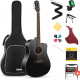 DONNER MUSIC ACOUSTIC GUITAR CUTAWAY BLACK