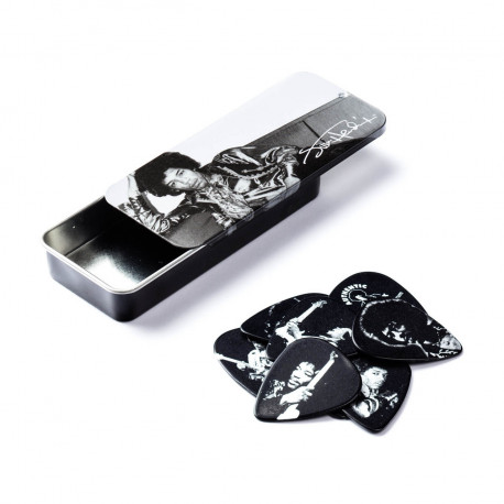 Dunlop JH-PT05H Jimi Hendrix Silver Portrait Pick Tin Heavy (12 шт.)