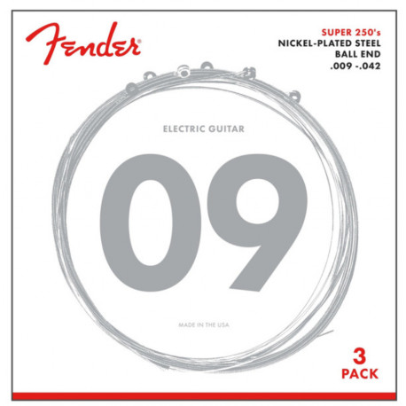 FENDER SUPER 250L NICKEL-PLATED STEEL GUITAR STRINGS - 3 PACK