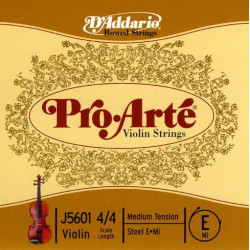 D'ADDARIO PRO-ARTÉ VIOLIN SINGLE E STRING 4/4 Scale Medium Tension