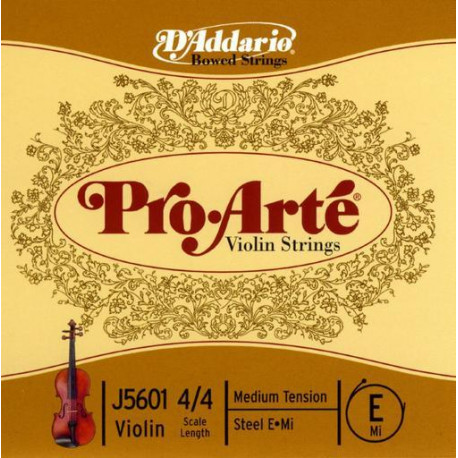 D'ADDARIO PRO-ARTÉ VIOLIN SINGLE E STRING 4/4 Scale Medium Tension