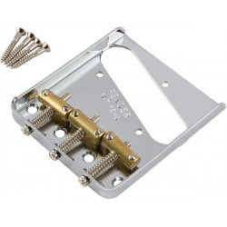 FENDER 3-SADDLE AMERICAN VINTAGE TELECASTER BRIDGE ASSEMBLY WITH BRASS SADDLES CHROME