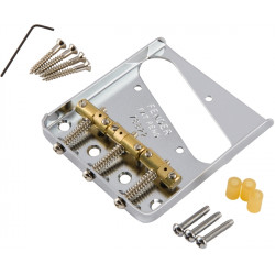 FENDER BRIDGE ASSEMBLY FOR AMERICAN VINTAGE HOT ROD TELECASTER WITH COMPENSATED BRASS SADDLES NICKEL