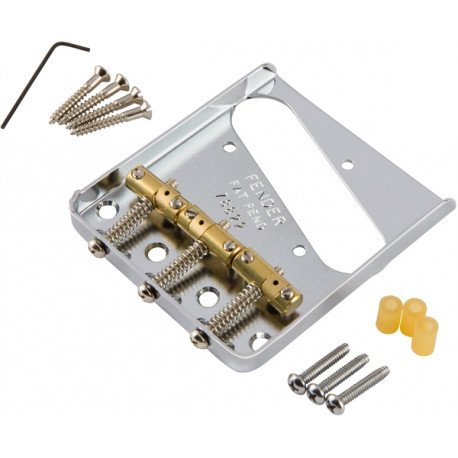 FENDER BRIDGE ASSEMBLY FOR AMERICAN VINTAGE HOT ROD TELECASTER WITH COMPENSATED BRASS SADDLES NICKEL