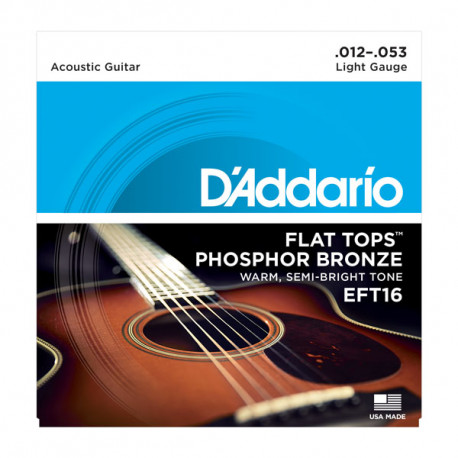 D'ADDARIO EFT16 FLAT TOPS PHOSPHOR BRONZE LIGHT (12-53)